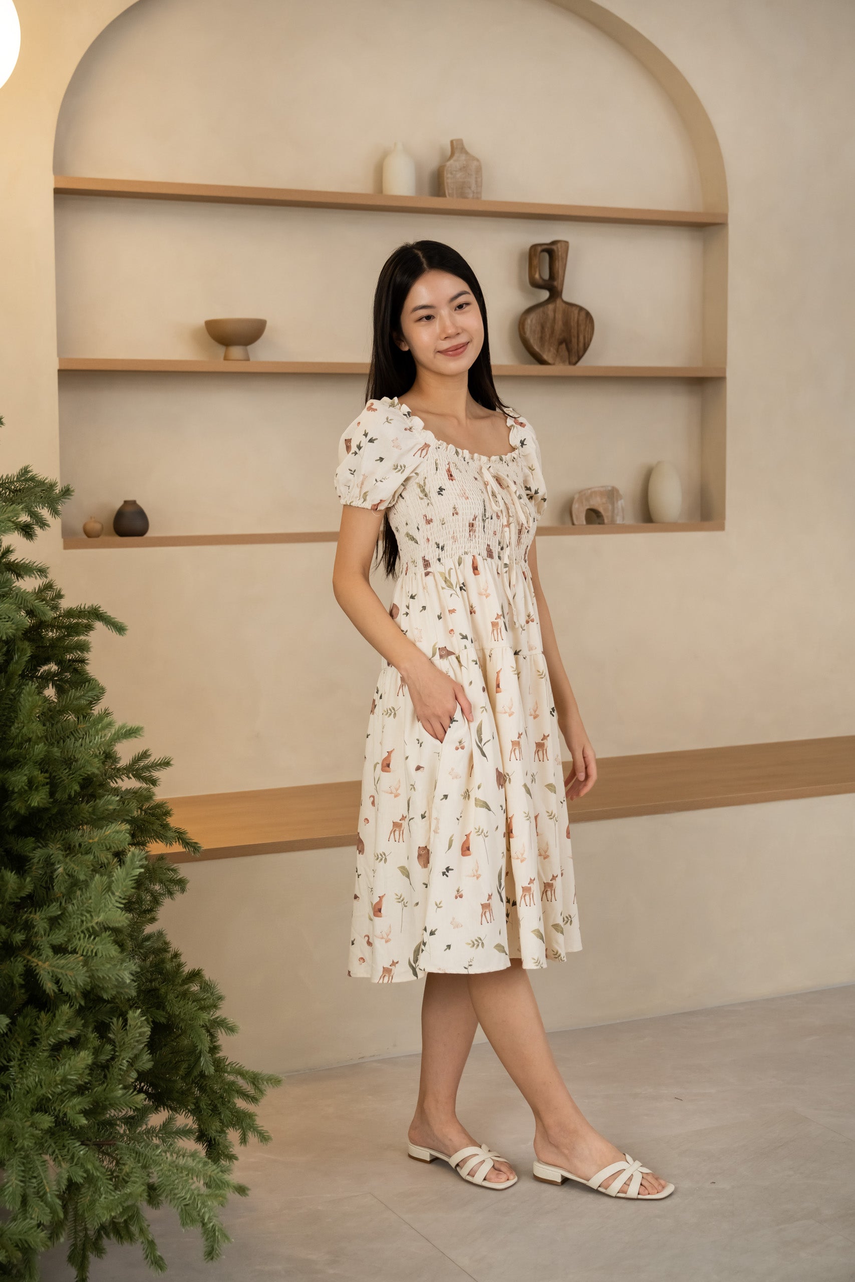 Linen Puff Sleeve Dress | Forest Whispers CNY 2026 Comeback