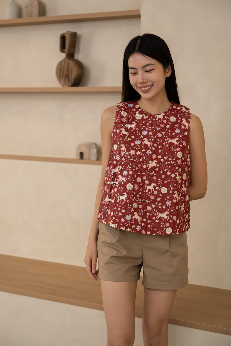 Springwood Meadow Oriental Nursing Top (Red) – Exclusive Cotton Top ...