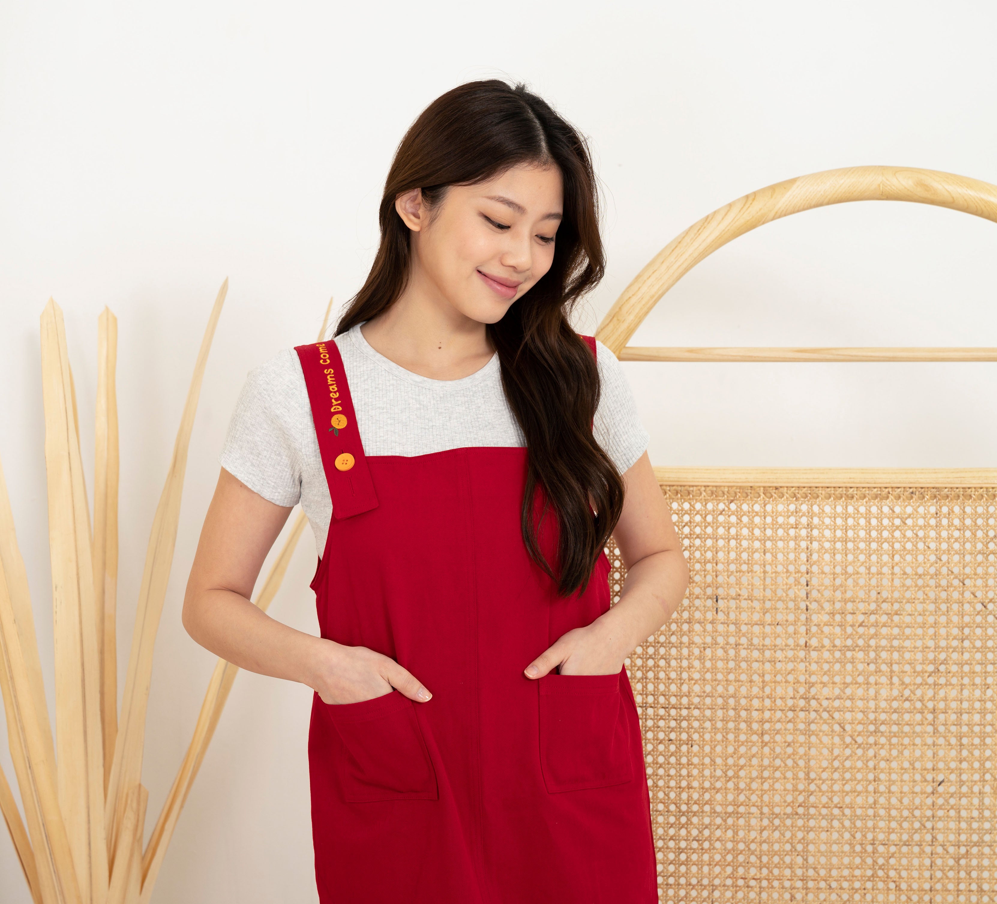 Red pinafore hotsell dress