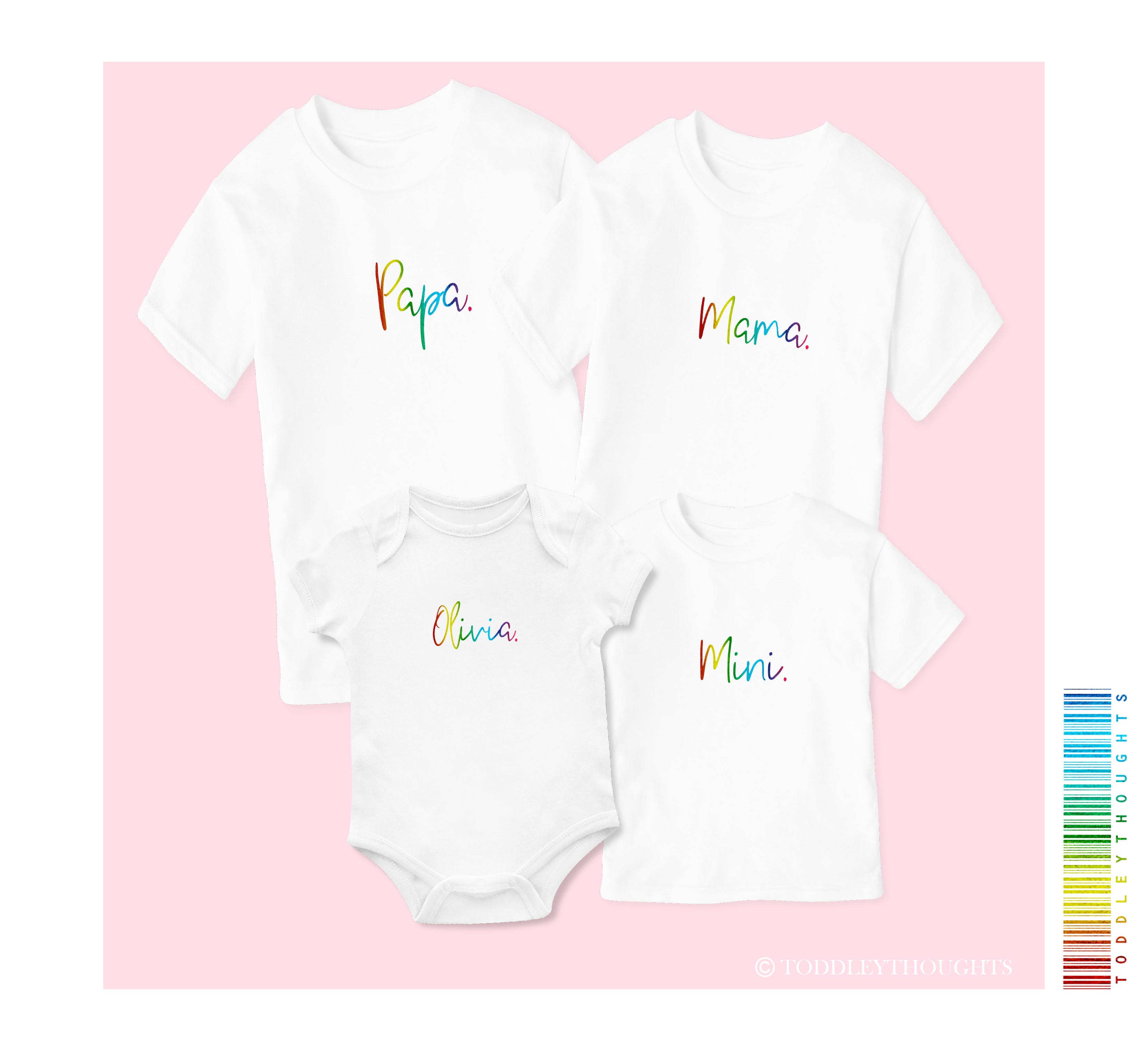 Rainbow Minimalist Family Tee Toddley Thoughts Award Winning